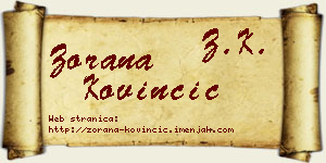 Zorana Kovinčić vizit kartica